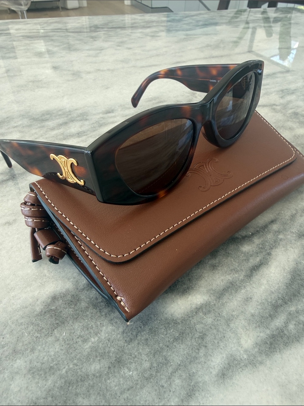 Celine Tortoiseshell Sunglasses with Gold Emblem